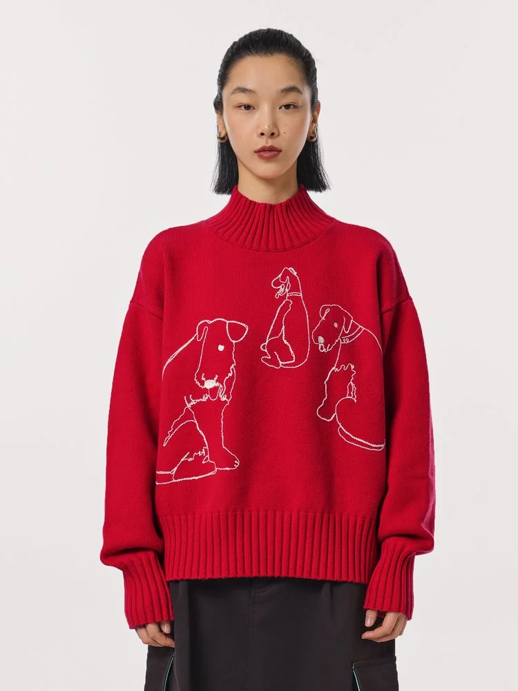 Embroidered Designer Mid-length Sweater — AGoodFun (fka JNBY USA)